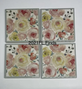 Montañas posavasadas de cerámica floral | Montañas posavasadas de cerámica floral conjunto de 4 - Imagen 1 de 3