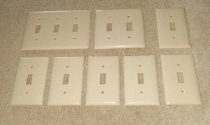 Vintage Sierra Ivory Ribbed Bakelite Switch Plate Covers 3 and 2 Gang + Single - Picture 1 of 6