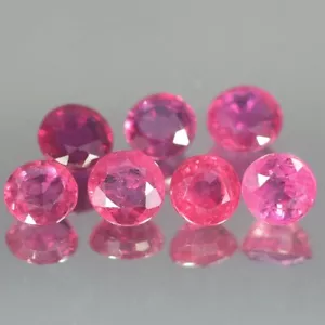 1.41CT CHARMING AA 7PCS ROUND PINK RED RUBY NATURAL - Picture 1 of 3