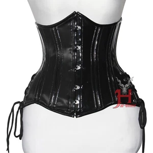 Corsetto Extreme Trainer Acciaio Ossato Sotto Vita Resistente Nero PVC Extreme - Foto 1 di 6