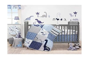 Bedtime Originals Roar Dinosaur 3 Piece Crib Bedding Set, Blue/Gray, ‎44x1x35... - Picture 1 of 5