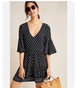 Vestido túnica Anthropologie x Faithfull the Brand Fresa talla XS 2 azul floral usado en excelente estado - Imagen 1 de 10