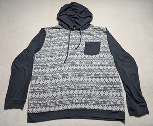 Volcom Lightweight Hooded Long Sleeve Shirt Large Aztec Pattern Pocket Logo - Picture 1 of 7