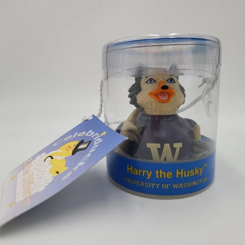 UNIVERSITY OF WASHINGTON Harry the Huskies Dog Mascot Rubber Duck Celebriduck Cover