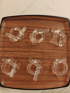 Georg Jensen Mid Century Modern Lucite Napkin Rings  Knots Set of 6 - Picture 1 of 4