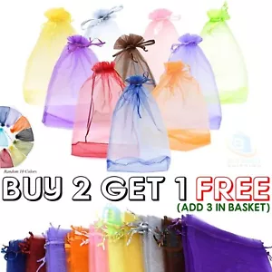 50 Organza Bags Jewellery Pouches Wedding Favour Party Mesh Drawstring Gift Cake - Picture 1 of 15