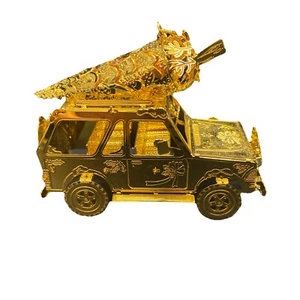 Danbury Mint Christmas Ornament 23k Gold Plated Car W Christmas Tree On Top - Picture 1 of 4