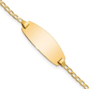 Real 14kt Yellow Gold Oval Curb ID Chain Bracelet; 6 inch; Lobster Clasp - Picture 1 of 5