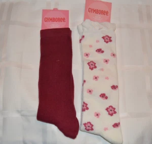 Gymboree PRIMROSE Knee High Socks 2 Pr lot Wine and Floral NWT 3-4 yr - Picture 1 of 1