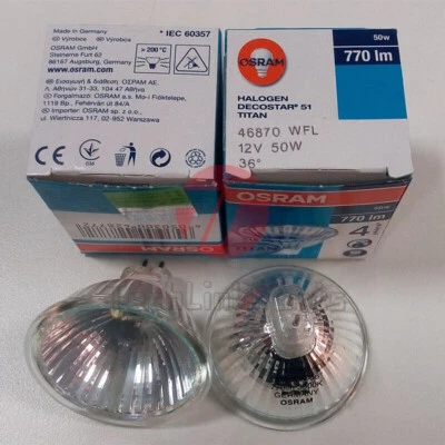 OSRAM 46870WFL 12V50W MR16 Light Cup Spotlight 36° Display Lamp With Glass Cover - Image 1 of 4