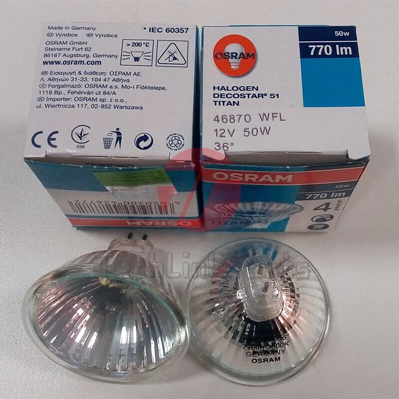 OSRAM 46870WFL 12V50W MR16 Light Cup Spotlight 36° Display Lamp With Glass Cover - Image 1 of 4