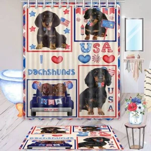 Set tappetino bagno e tenda doccia cane bassotto personalizzato molti disegni nuovo con etichetta - Foto 1 di 19