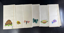 Vintage Linen Napkins Various Painted Motifs Set of 6(#2)