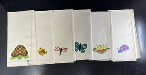 Juego de 6 servilletas de lino varios motivos pintados vintage (#2) - Imagen 1 de 10