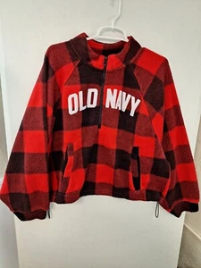 Old Navy Sherpa 1/2 Zip Red Buffalo Plaid Pullover NWT Women's XL - Picture 1 of 4