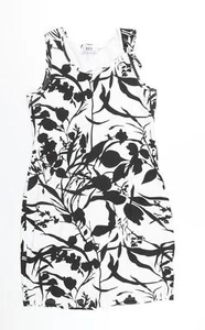 bonprix Womens White Floral Cotton Bodycon Size M Round Neck Pullover - Picture 1 of 10