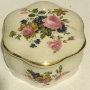 Vintage Royal Worcester Palissy Floral Schmuckschatulle - Deckel - Rosen - Country - Bild 1 von 5