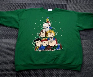Jersey Verde Gráfico Navidad Cacahuetes Vintage Años 90 Adultos 2XL Snoopy - Imagen 1 de 16