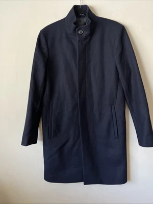 Abrigo de lana Theory Belvin para hombre talla pequeña azul marino lana cachemir lujo Foto 1 de 4