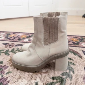Free People Womens Boots Size 38 White James Leather Platform Chunky Y2K Retro - Picture 1 of 10