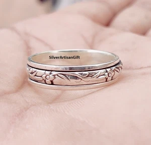 Anillo giratorio, anillo giratorio minimalista, anillo hecho a mano, anillo de meditación, todos los tamaños - Imagen 1 de 8