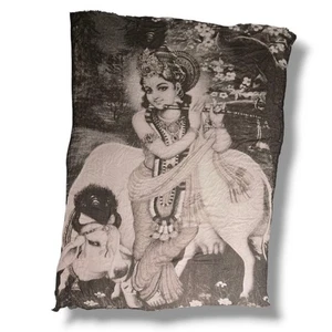 813 Ottotredici Kaschmir Modal Schal Krishna Print 56x52 Spirituell Boho Indisch - Bild 1 von 14