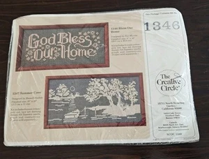 The Creative Circle Cross-stitch Kit No 1346, God Bless Our Home, VTG 1989 - Picture 1 of 4