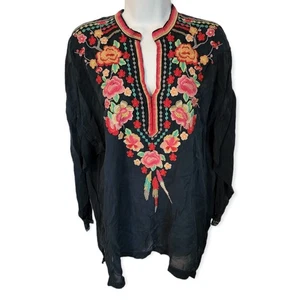 Top túnica Johnny Was bordado con escote floral talla pequeña - Imagen 1 de 8