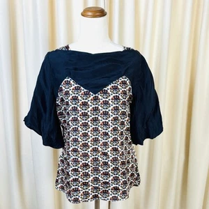 Easton Pearson Top Silk Black Short Puff Sleeve Australian Designer Size 10 - Picture 1 of 8