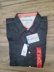 CYPRESS CLUB MEN ’S SHORT SLEEVE WOVEN SHIRT CHARCOAL BAMBOO LEAF SIZE M NWT - Picture 1 of 3