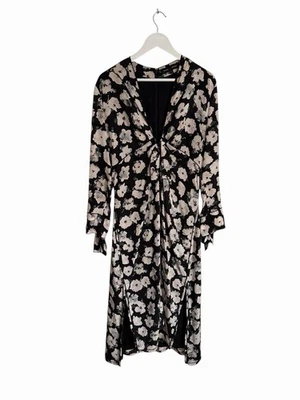 Vestido de Seda Proenza Schouler Floral Manga Larga Pensamiento Georgette Midi Talla 10 Foto 1 de 4