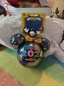 2024 Walt Disney World 4 Parks Icon Mickey Mouse Glass Ball Ears Ornament - Picture 1 of 2