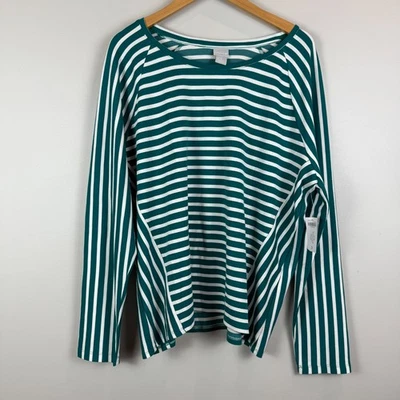 Blusa informal Chico's Top para mujer 3 US XL Jade Rayas Tejido Ponte Manga Larga Nueva con Etiquetas Foto 1 de 4