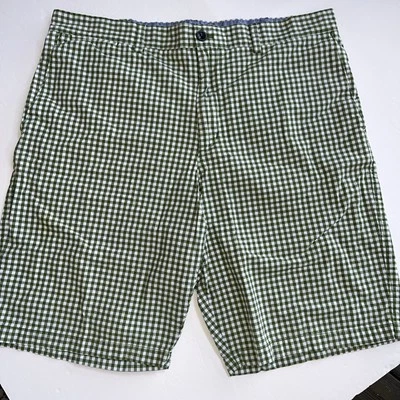 Шорты мужские Banana Republic Chino размер 38 зеленые клетчатые хлопок подъем 12 дюймов внутренний шов 10 дюймов - Изображение 1 из 4