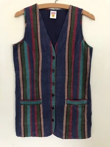Vintage Clockhouse C&A Striped Cotton Waistcoat | S 8 | 70s 80s - Picture 1 of 11