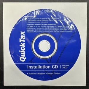 Intuit QuickTax 2003 - Installation CD Vintage Software Standard / Platinum CDA - Picture 1 of 2
