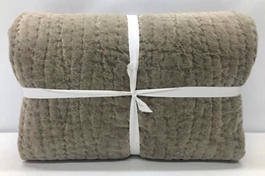 BRAND NEW Pottery Barn Washed Velvet Handcrafted FULL/QUEEN Quilt~Taupe - Picture 1 of 2