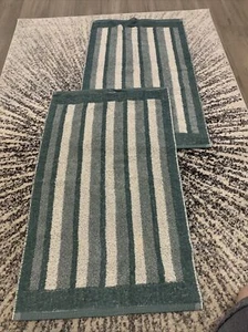 2 vintage palatial green striped hand towels - Picture 1 of 5