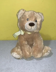 Russ Baby Boo Oso Peluche Marrón Tostado Amarillo Lazo Bordado Ojos Peluche Sentado 12" - Imagen 1 de 2