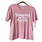 Sex In the City HBO Womens T Shirt Sz L Top "Shopping Is My Cardio" Pink