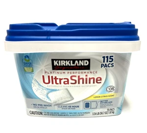 KIRKLAND SIGNATURE ULTRASHINE DISHWASHER DETERGENT LEMON SCENT 115 CT PACS - Picture 1 of 4
