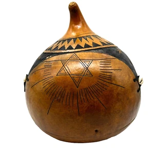 Rare Hand Carved African Folk Art Nativity Ornate Detailed Messianic Gourd Opens - Picture 1 of 15