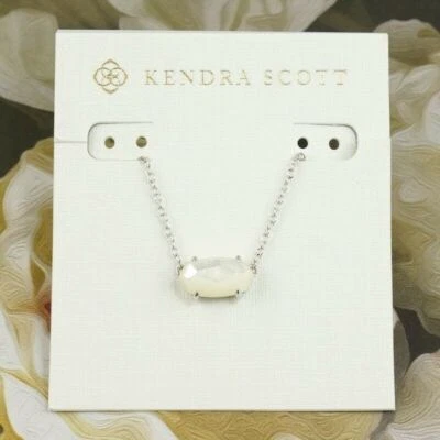 LIQUIDACIÓN!! NUEVO SIN ETIQUETAS Kendra Scott Ever Collar Colgante Perla Marfil Tono Plata Foto 1 de 3
