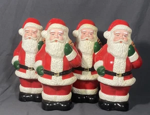 Set Of 4 Lighted Blow Mold Lawn Stakes Santa Claus Christmas 10" NOS - Picture 1 of 7