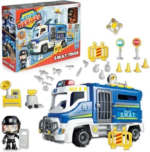 ACTION HEROES S.W.A.T. Truck, Camion della Polizia con 1 Personaggio e Accessori - Imagen 1 de 9