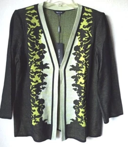 NWT $398 Misook Short Tropical Print-Floral Print Bracelet Sleeve Jacket- Medium - Picture 1 of 12