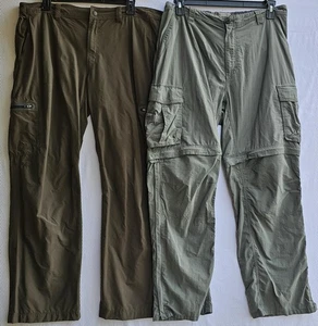 LL Bean REI Hose Herren 38x30 2 Stück grün wandelbar Cargo Wandern Nylon - Bild 1 von 14