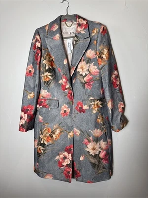 NUEVO CON ETIQUETAS J.Crew Collection Abrigo de Lana en Gris Multi Ratti Jaspe Floral 6 Foto 1 de 4