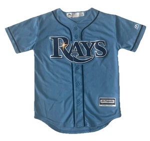 Tampa Bay Rays Majestic Cool Base Blue Stitched Jersey Youth Small - Picture 1 of 5