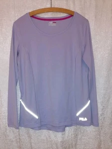 Women's Lg Filas Purple Long Sleeve Shirt Activewear Reflective Running Jog Top - Picture 1 of 2